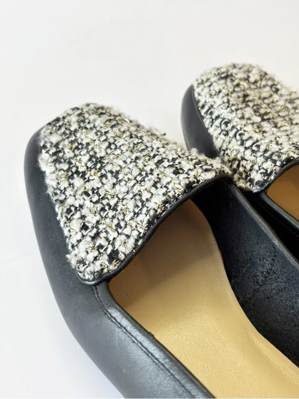 Bandolino Tweed Cap Toe Loafers Black White Flats BDLiberty Size 7.5 - Picture 3 of 10